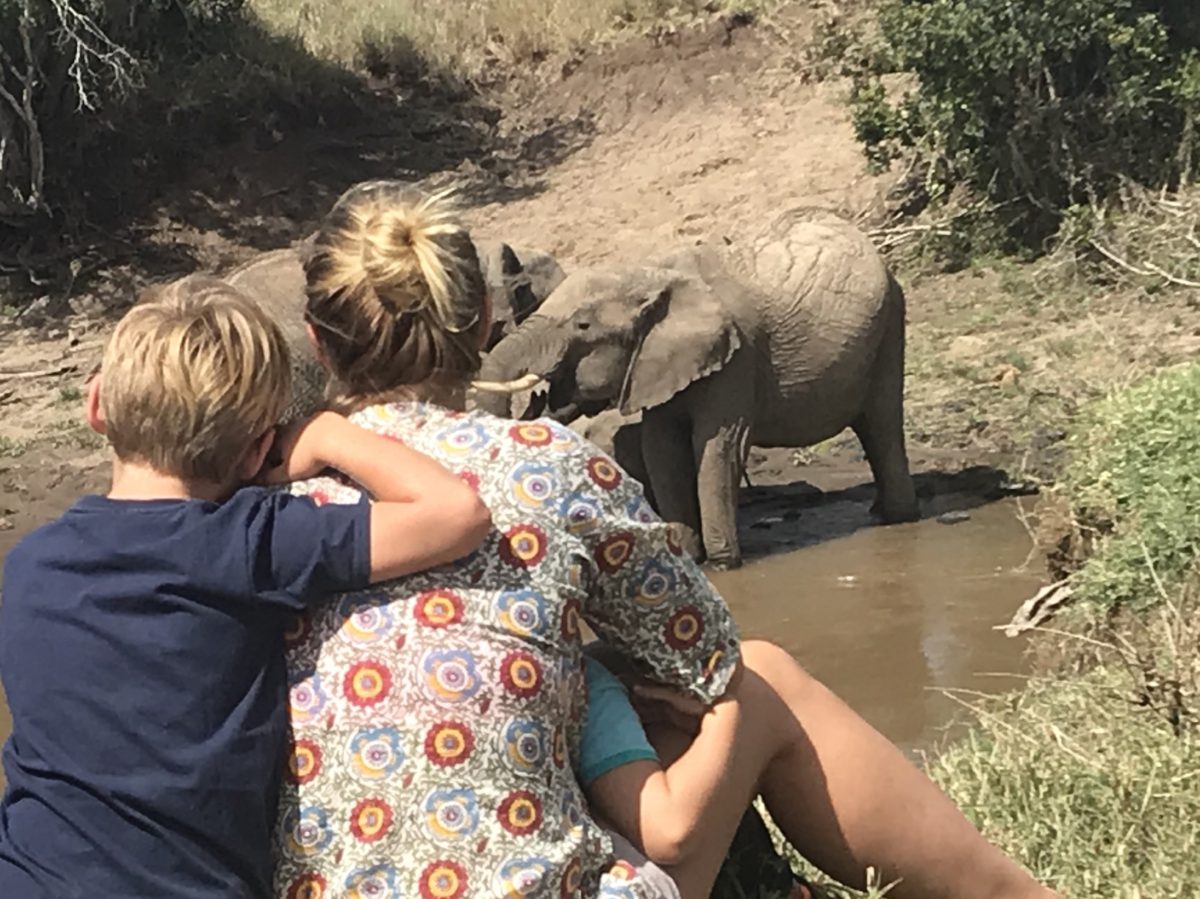 A story about always wanting more and finding happiness. 2 woman watching an elephant ol pejeta